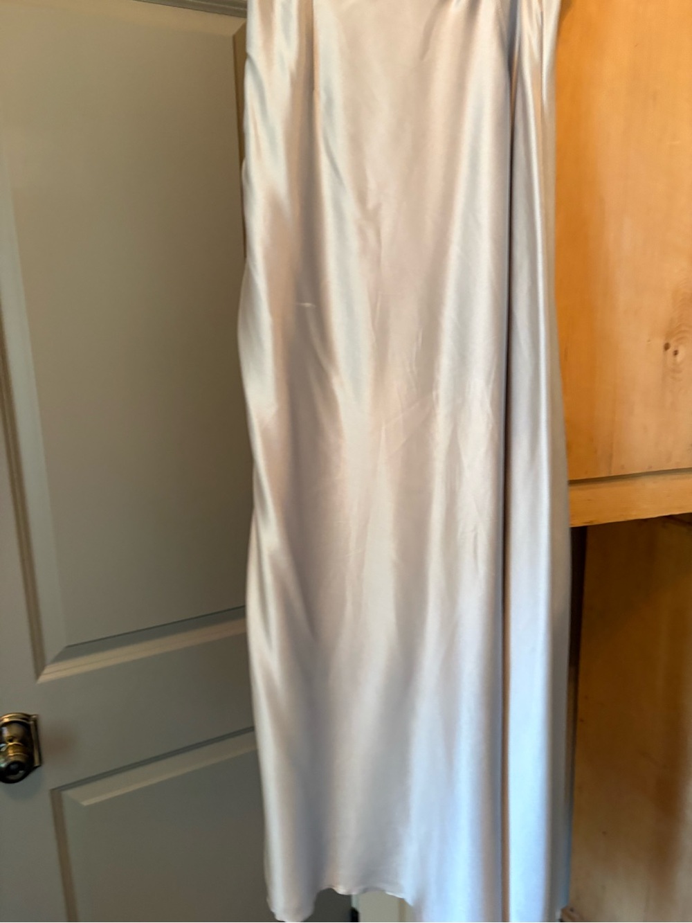 Calvin Klein Pale Silver Silk Satin Maxi Skirt - Picture 4 of 7